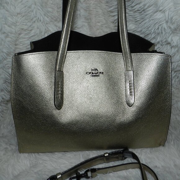COACH Metallic Gold Leather Charlie Carry all Women's🆕SHIPS FAST 📦🏃🏻💨⚡ - Picture 1 of 16